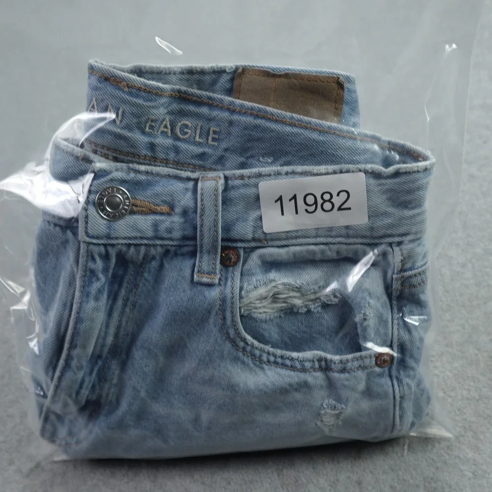 American Eagle Shorts Womens‎ 0 Blue Highest Rise Baggy Distressed Denim